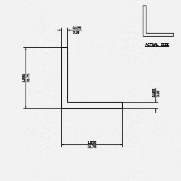 Angle SF 1.25 X 1.25 X 0.125 6063-T5 Mill Finish 21ft