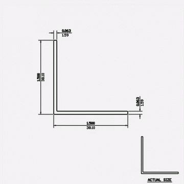 Angle SF 1.5 X 1.5 X 0.063 X 0.063 6063-T5 Mill Finish 12ft