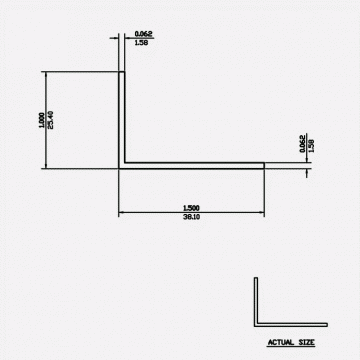 Angle SF 1.5 X 1 X 0.062 X 0.062 6063-T5 Mill Finish 21ft