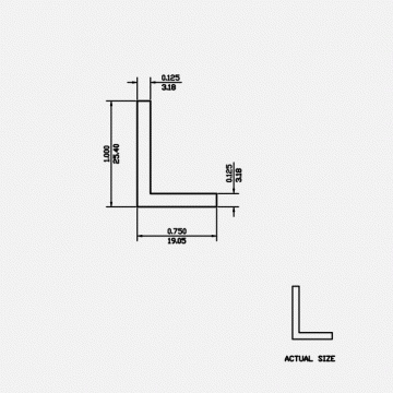 Angle SF 1 X 0.75 X 0.125 X 0.125 6063-T5 Mill Finish 21ft