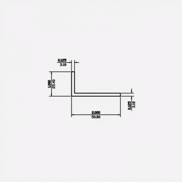 Angle SF 2 X 1 X 0.125 6063-T5 Satin Clear 21ft