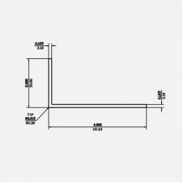 Angle SF 4 X 2 X 0.125 6063-T5 Mill Finish 21ft