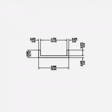 Channel SF 2 X 0.5 X 0.125 X 0.125 6063-T5 Satin Clear 12ft