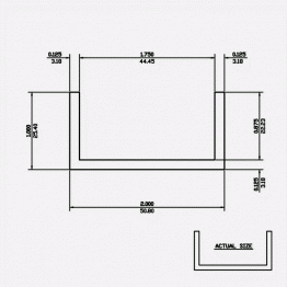 Channel SF 2 X 1 X 0.125 X 0.125 6063-T5 Satin Clear 12ft