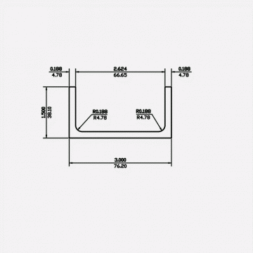 Channel RF 3 X 1.5 X 0.188 X 0.188 X 0.188 6061-T6 Mill Finish 20ft