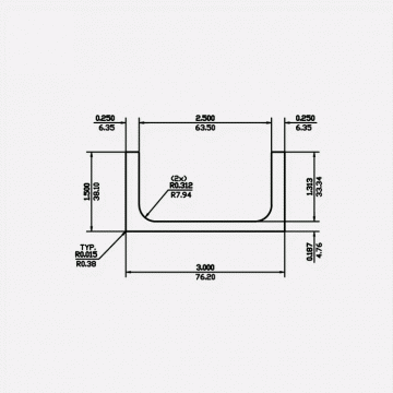 Channel RF 3 X 1.5 X 0.25 X 0.188 X 0.312 6061-T6 Mill Finish 20ft