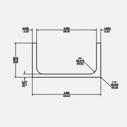 Channel RF 4 X 2 X 0.25 X 0.187 X 0.375 6061-T6 Mill Finish 20ft