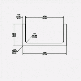 Channel RF 4 X 2 X 0.25 X 0.25 X 0.188 6061-T6 Mill Finish 20ft