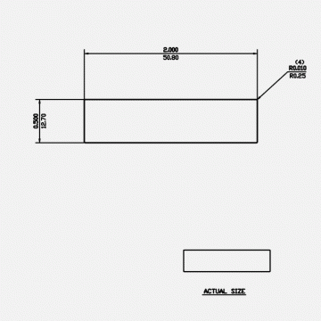 Rectangle Bar 0.5 X 2 6061-T6511 Mill Finish 12ft