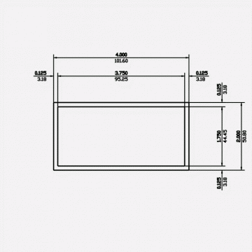 Rectangle Tube SC 4 X 2 X 0.125 6063-T5 Mill Finish 12ft