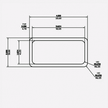 Rectangle Tube RC 4 X 2 X 0.188 X 0.25 X 0.25 20ft