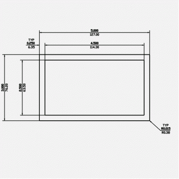 Rectangle Tube SC 5 X 3 X 0.25 6063-T5 Mill Finish 20ft