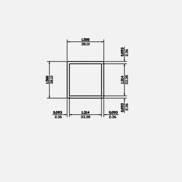 Square Tube SC 1.5 X 0.093 6063-T5 Satin Clear 21ft