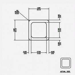 Square Tube RC 1 X 0.12 X 0.12 X 0.12 6061-T6 Mill Finish 20ft