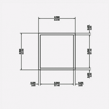 Square Tube SC 2.5 X 0.12 6063-T5 Satin Clear 12ft