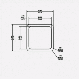 Square Tube RC 2.5 X 0.187 X 0.25 X 0.25 6061-T6 Mill Finish 20ft