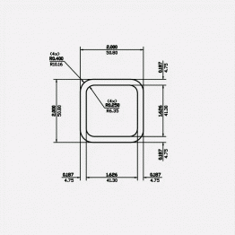 Square Tube RC 2 X 0.187 X 0.4 X 0.25 6061-T6 Mill Finish 20ft