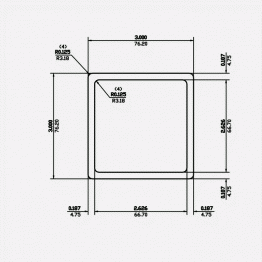 Square Tube RC 3 X 0.187 X 0.125 X 0.125 6061-T6 Mill Finish 20ft