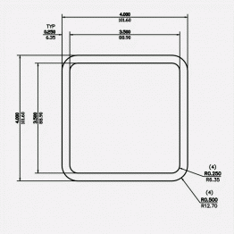 Square Tube RC 4 X 0.25 X 0.5 X 0.25 6061-T6 Mill Finish 20ft