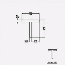 T Bar SF 1 X 1 X 0.125 6063-T5 Mill Finish 12ft