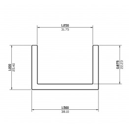 Channel SF 1.5 X 1 X 0.125 X 0.125 6063-T5 Mill Finish 21ft