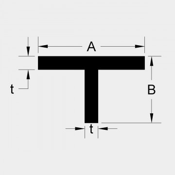 T Bar SF 1 X 2 X 0.125 6063-T5 Mill Finish 12ft